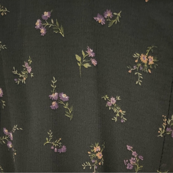 020 American Eagle Outfitters Black and Purple Floral Midi Dress S Womens - Picture 4 of 4